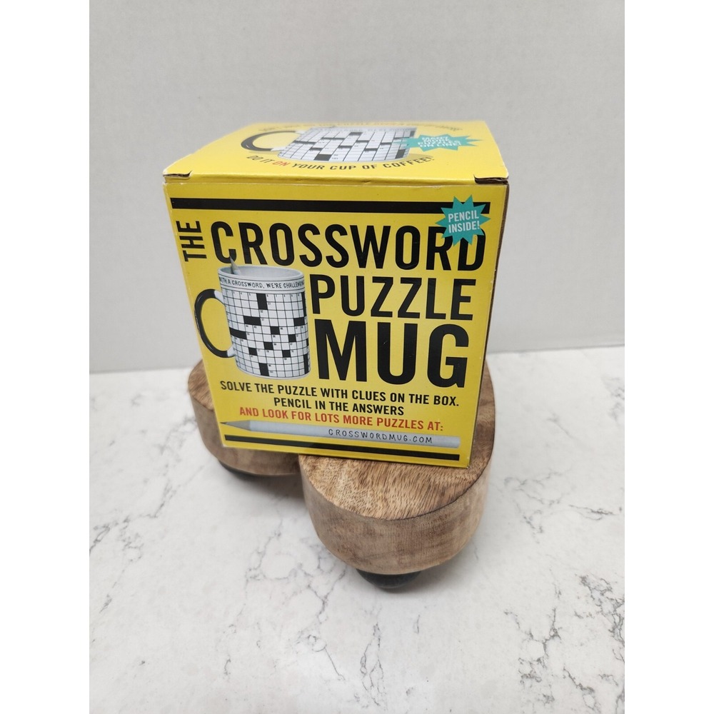 New In Box The Crossword Puzzle Mug Gift Set w Pencil To Write On Mug 12 Oz
